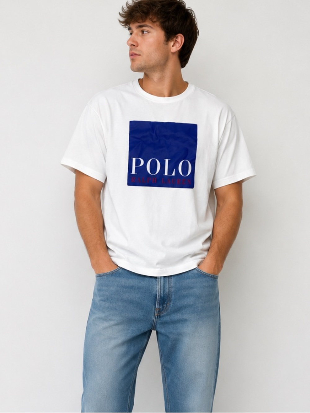 Polo Ralph Lauren Custom Slim Fit Logo Graphic T Shirt Men’s XL White Blue Red